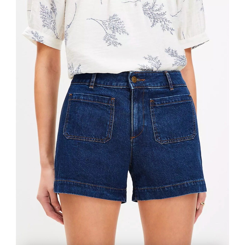 NWT LOFT Sz 32 | 14 Curvy Palmer Denim Shorts Blue Bright Medium Stone Wash